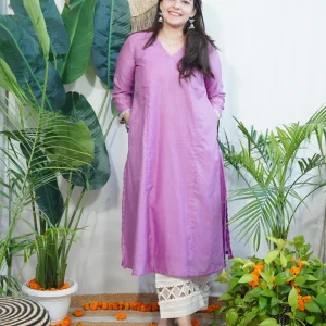 Lavendar plain Kurti