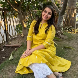 Lemon embroidered linen kurta